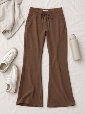Aritzia Sunday Best Baby Waffle Flare Pants Brown Lounge Pa
